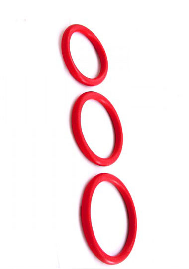 M2M: COCK RING 3 PIECE SET - NITRILE - RED