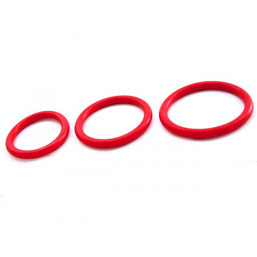M2M: COCK RING 3 PIECE SET - NITRILE - RED