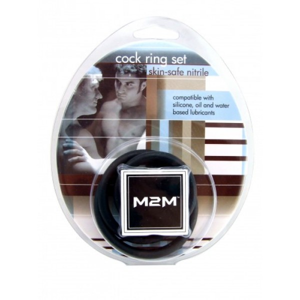 M2M: COCK RING 3 PIECE SET - NITRILE - BLACK
