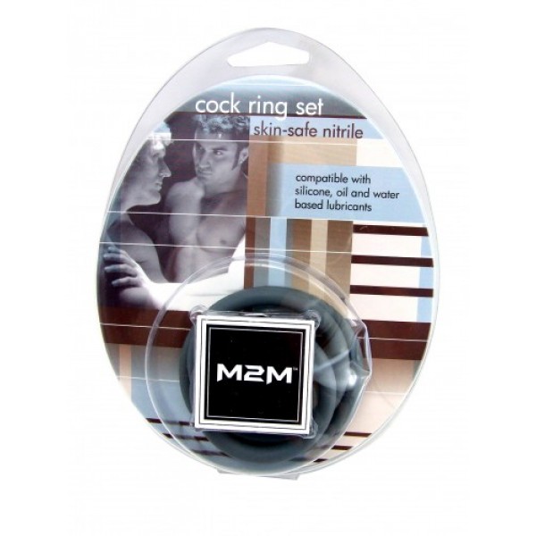 M2M: COCK RING 3 PIECE SET - NITRILE - GREY