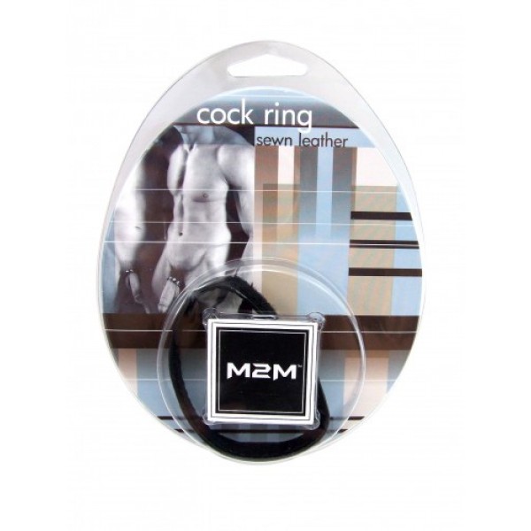 M2M: LEATHER VELCRO COCK RING - BLACK