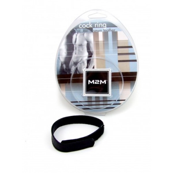 M2M: LEATHER VELCRO COCK RING - BLACK