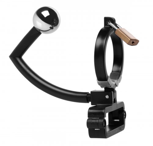 OPPRESSOR MALE CONFINEMENT CHASTITY CAGE WITH BALL CLAMP AND ANAL HOOK