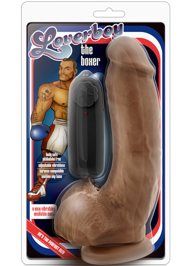 LOVERBOY - THE BOXER - 9INCH VIBRATING REALISTIC COCK - MOCHA