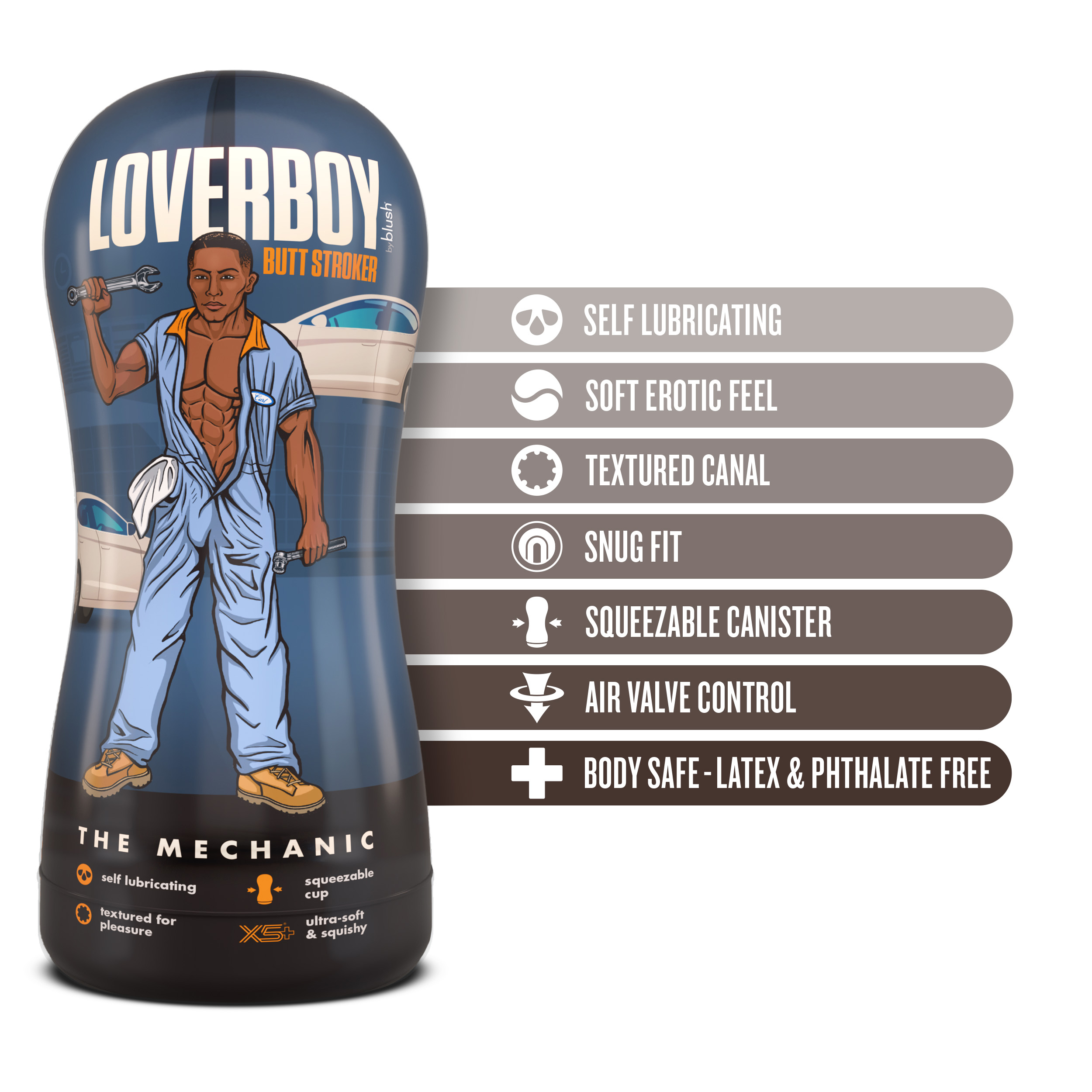 Loverboy The Mechanic Self Lubricating Stroker Brown