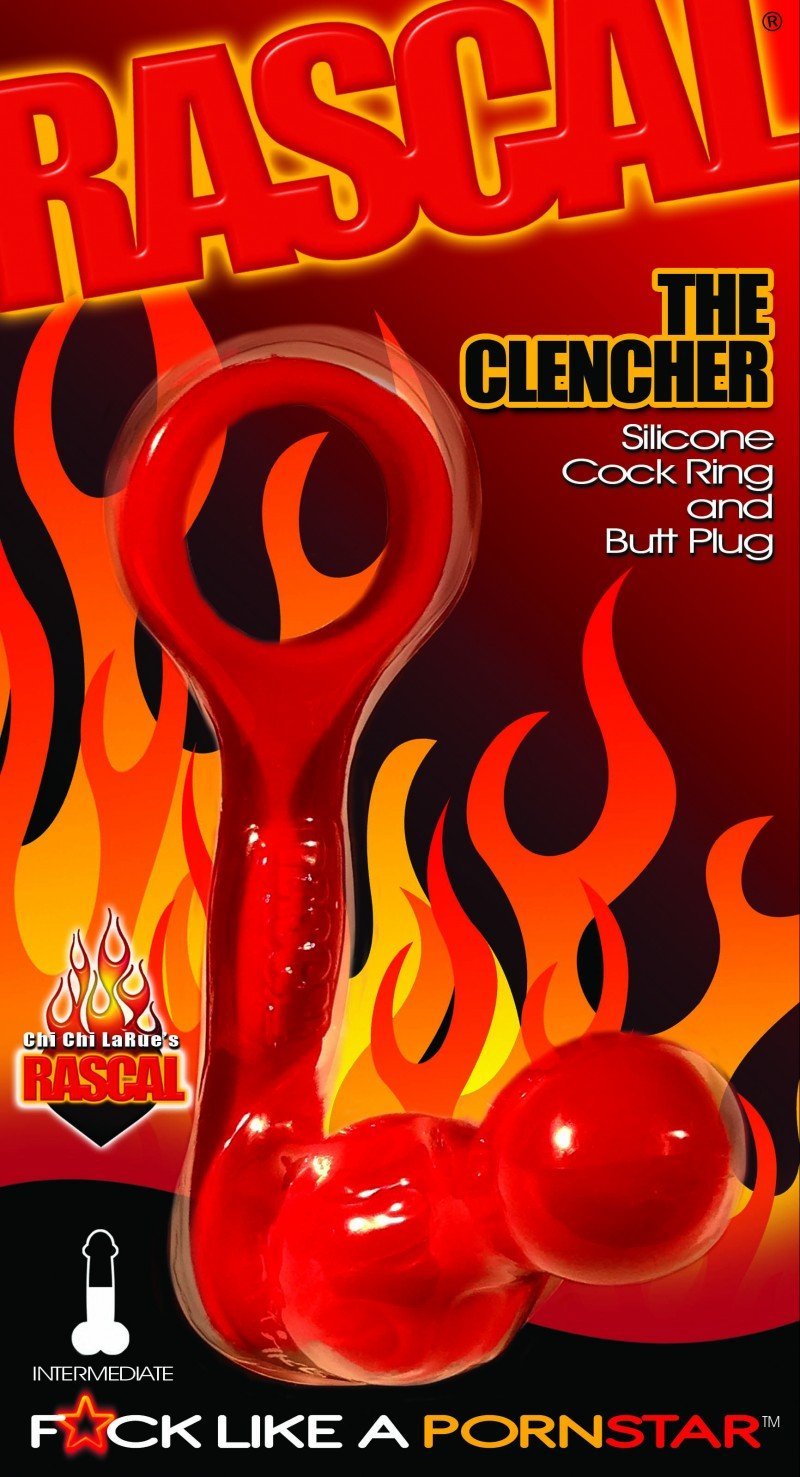 RASCAL TOYS THE CLENCHER COCK RING AND BUTT PLUG, RED