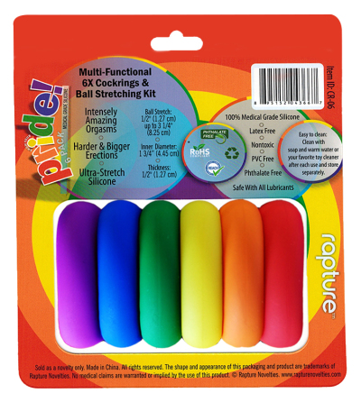PRIDE Rainbow Silicone Cock Ring Six Pack