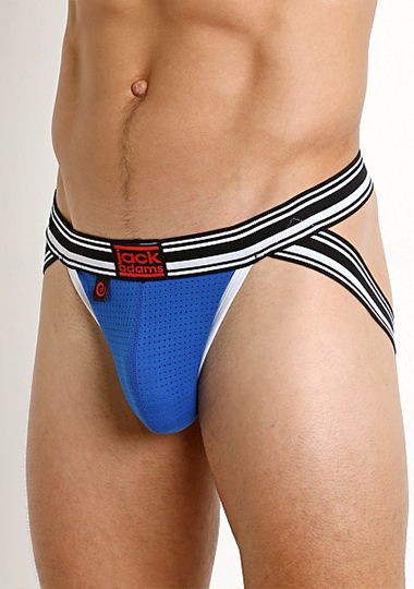 JACK ADAMS SPORT TEK PUNCH HOLE JOCKSTRAP ROYAL - LARGE