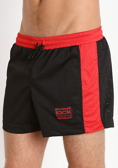 JACK ADAMS AIR MESH GYM SHORT - BLACK/RED TRIM - LARGE