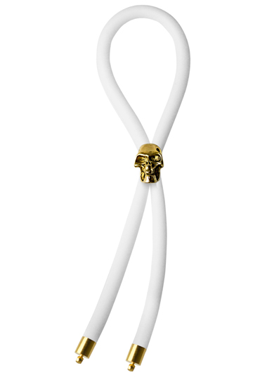 BOLO - GOLD SKULL BEAD - WHITE SILICONE - C-RING - LASSO