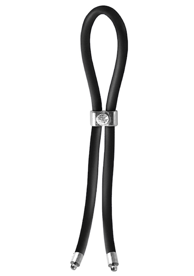 BOLO - SILVER EMPIRE SLIDER WITH GEM BEAD - BLACK SILICONE - C-RING - LASSO