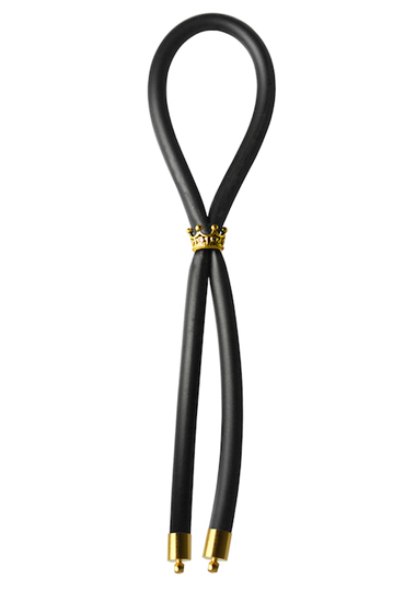 BOLO - GOLD CROWN BEAD - BLACK SILICONE - C-RING - LASSO