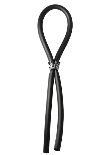 BOLO - SILVER CROWN BEAD - BLACK SILICONE - C-RING - LASSO