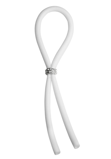 BOLO - "DIAMOND" GEM BEAD - WHITE SILICONE - C-RING - LASSO 