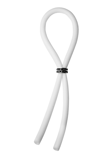 BOLO - BLACK GEM BEAD - WHITE SILICONE - C-RING - LASSO