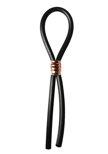 BOLO - ROSE GOLD BARREL GEM BEAD - BLACK SILICONE - C-RING - LASSOP