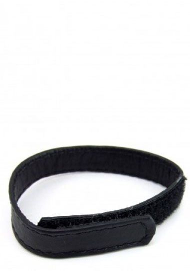 M2M: LEATHER VELCRO COCK RING - BLACK