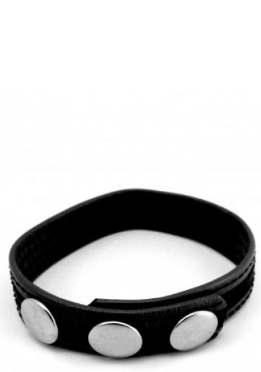 M2M: COCK RING SEWN LEATHER WITH SNAP CLOSURE - 2 SNAPS/BLACK